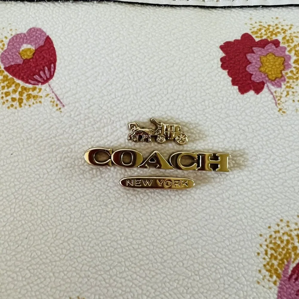 COACH Chalk Multi Poppy Floral City Tote Bag